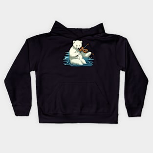 Polar Bear Playing Violin Kids Hoodie